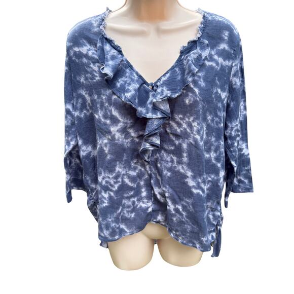 a.na. | Medium Soft Blue Tie Dye Top - Picture 1 of 9